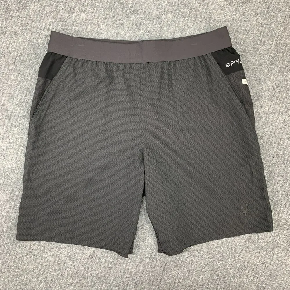 Spyder Active Shorts Mens L Large Charcoal Drawstring Pull On Stretch Workout